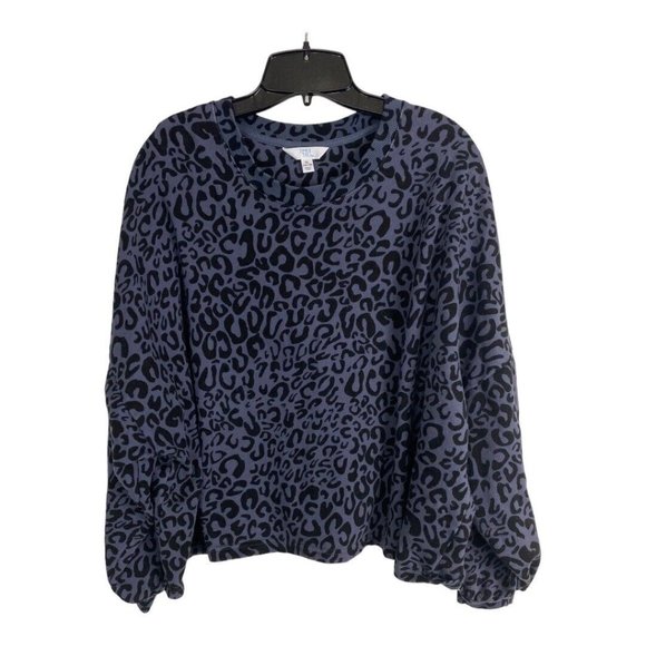 Time and Tru Women Sweat Shirt  Size xl 16-18 Purple Cheetah Long Sleeve Cropped - Picture 1 of 7